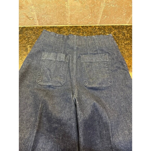 Spanx Zero Waistband Cropped Wide Leg Jeans Size M Raw Indigo Like New - Picture 8 of 10